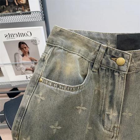 美式高街重工做旧水洗黄泥牛仔裤男女春秋高级感痞帅直筒阔腿长裤