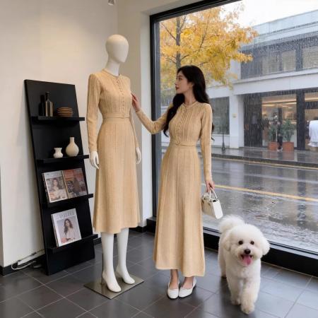 优雅小香风套装女秋冬季高级感洋气针织半身裙收腰显瘦两件套