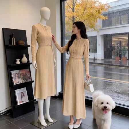 优雅小香风套装女秋冬季高级感洋气针织半身裙收腰显瘦两件套