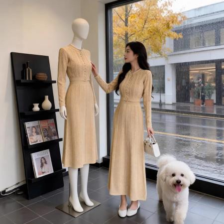 优雅小香风套装女秋冬季高级感洋气针织半身裙收腰显瘦两件套