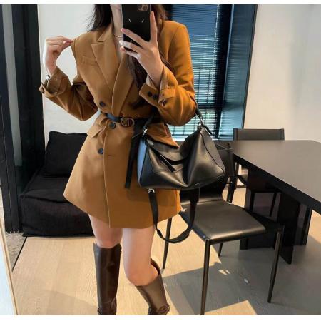 FA52530# 新款春秋西装双排扣收腰高级感韩版通勤气质西服  服裝批發女裝批發服飾貨源