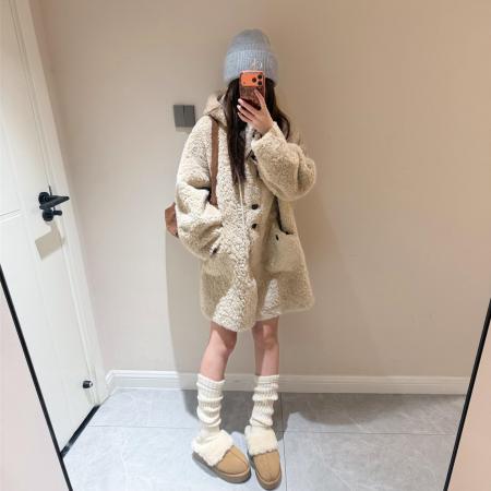 FA52538# 巨好看仿羊羔毛绒外套女秋冬新款慵懒韩系爆款中长款加厚大衣  服裝批發女裝批發服飾貨源