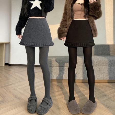 FA52557# 深灰色毛呢半身裙冬季新款超好看设计感A字短裙子  服裝批發女裝批發服飾貨源