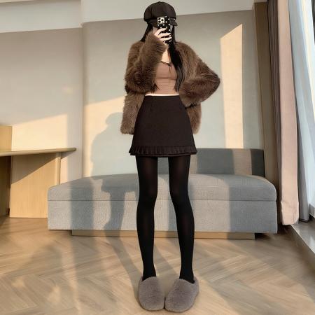 FA52557# 深灰色毛呢半身裙冬季新款超好看设计感A字短裙子  服裝批發女裝批發服飾貨源