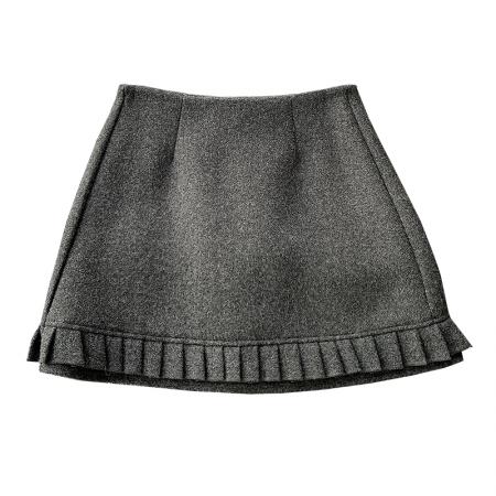 FA52557# 深灰色毛呢半身裙冬季新款超好看设计感A字短裙子  服裝批發女裝批發服飾貨源