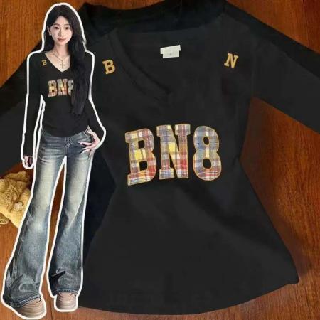 FA52562# 春秋季新款韩版长袖T恤女设计感  服裝批發女裝批發服飾貨源