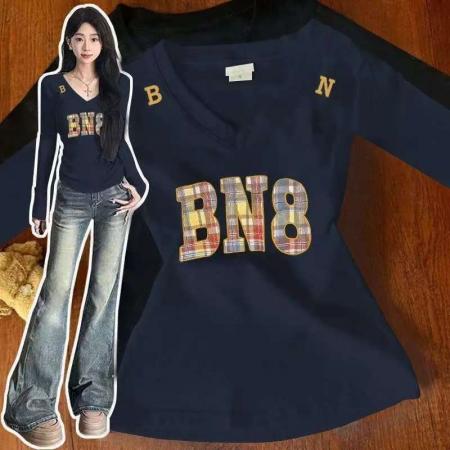 FA52562# 春秋季新款韩版长袖T恤女设计感  服裝批發女裝批發服飾貨源