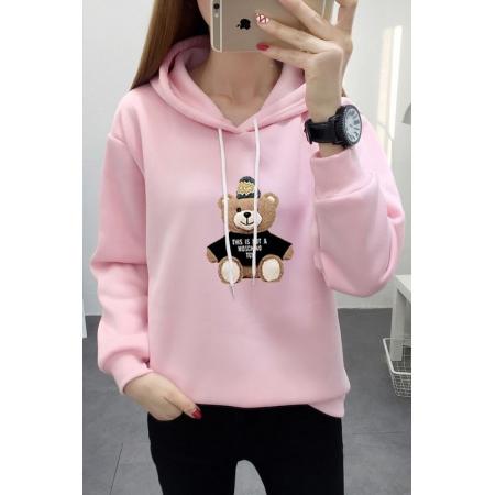 FA52569# 韩版好质量抗起球秋冬新款加绒加厚宽松连帽卫衣女  服裝批發女裝批發服飾貨源