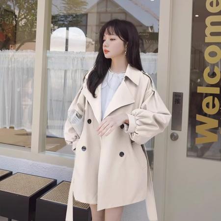 FA52574# 风衣外套女春秋新款今年流行气质高级感中长款小个子休闲大衣  服裝批發女裝批發服飾貨源