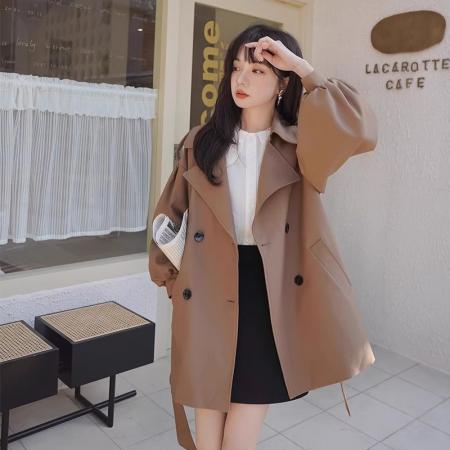 FA52574# 风衣外套女春秋新款今年流行气质高级感中长款小个子休闲大衣  服裝批發女裝批發服飾貨源