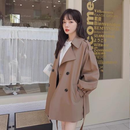 FA52574# 风衣外套女春秋新款今年流行气质高级感中长款小个子休闲大衣  服裝批發女裝批發服飾貨源