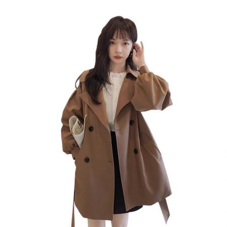 FA52574# 风衣外套女春秋新款今年流行气质高级感中长款小个子休闲大衣  服裝批發女裝批發服飾貨源