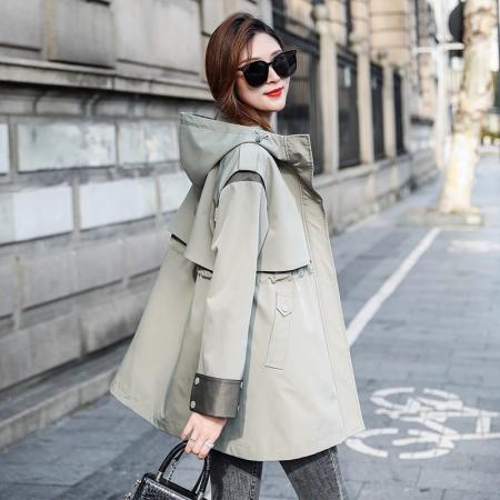 FA52576# 欧洲站春秋新款韩版时尚宽松工装风衣女中长款高级感短外套潮  服裝批發女裝批發服飾貨源