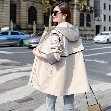 FA52576# 欧洲站春秋新款韩版时尚宽松工装风衣女中长款高级感短外套潮  服裝批發女裝批發服飾貨源