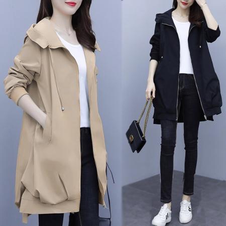 FA52580# 大码女装外套200斤显瘦新款潮胖mm春秋风衣休闲时尚秋装洋气  服裝批發女裝批發服飾貨源