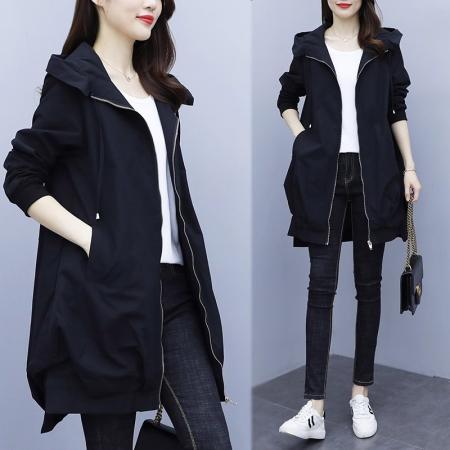 FA52580# 大码女装外套200斤显瘦新款潮胖mm春秋风衣休闲时尚秋装洋气  服裝批發女裝批發服飾貨源