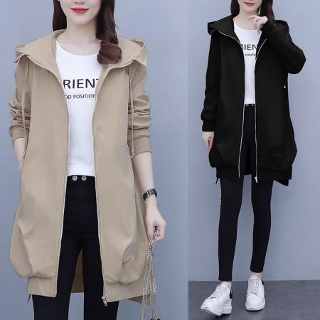 FA52580# 大码女装外套200斤显瘦新款潮胖mm春秋风衣休闲时尚秋装洋气  服裝批發女裝批發服飾貨源