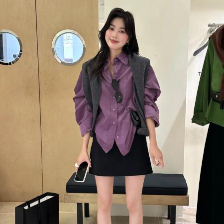 FA52585# 衬衫控心头爱秋冬必备新款复古百搭休闲简约多色灯芯绒衬衫女  服裝批發女裝批發服飾貨源