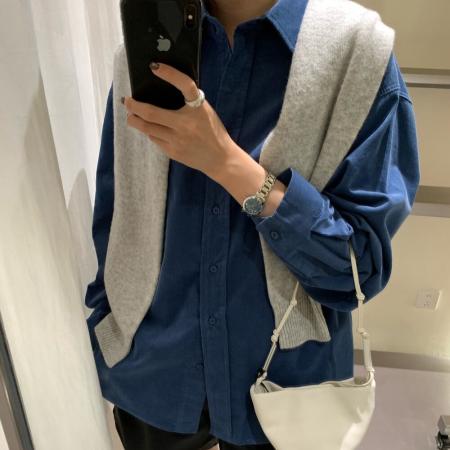 FA52585# 衬衫控心头爱秋冬必备新款复古百搭休闲简约多色灯芯绒衬衫女  服裝批發女裝批發服飾貨源