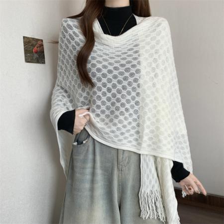 FA52588# 大码胖MM新中式国风针织流苏开衫外搭披肩  服裝批發女裝批發服飾貨源