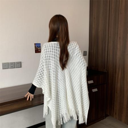 FA52588# 大码胖MM新中式国风针织流苏开衫外搭披肩  服裝批發女裝批發服飾貨源