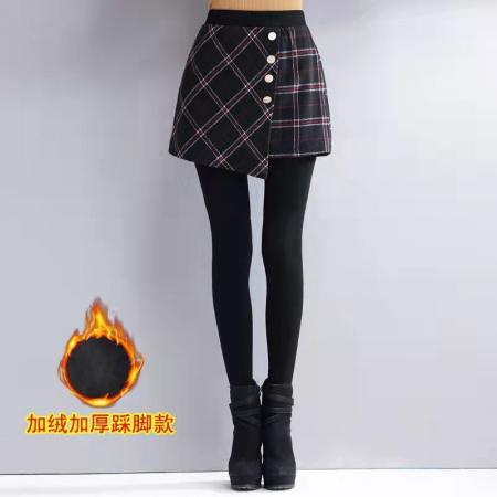 FA52590# 德绒秋冬新款加厚包臀裙裤踩脚显瘦高腰保暖裤女小脚裤大码  服裝批發女裝批發服飾貨源