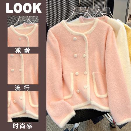 FA52599# 法式小香风外套女秋冬新款韩版双排扣针织毛衣打底衫  服裝批發女裝批發服飾貨源