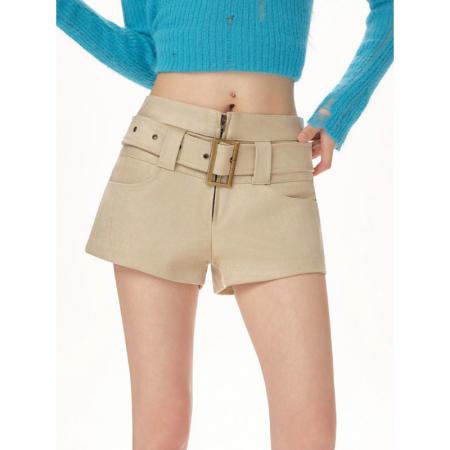 FA52606# 大码复古鹿皮绒短裤女秋冬季新款小个子外穿高腰显瘦休闲a字靴裤  服裝批發女裝批發服飾貨源