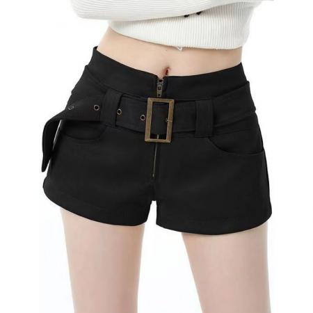 FA52606# 大码复古鹿皮绒短裤女秋冬季新款小个子外穿高腰显瘦休闲a字靴裤  服裝批發女裝批發服飾貨源