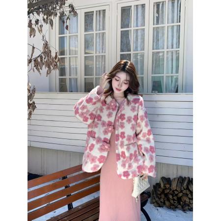 FA52619# ～韩系小香风花朵外套女冬季新款高级感气质名媛短款上衣  服裝批發女裝批發服飾貨源
