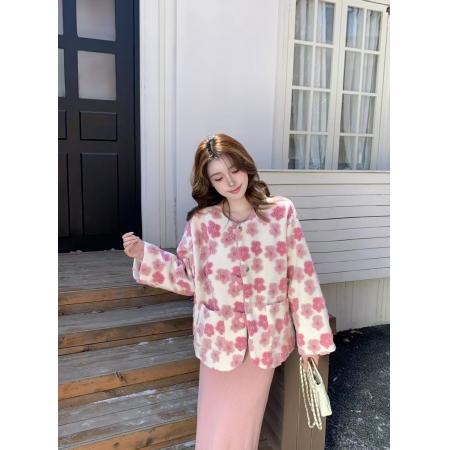 FA52619# ～韩系小香风花朵外套女冬季新款高级感气质名媛短款上衣  服裝批發女裝批發服飾貨源