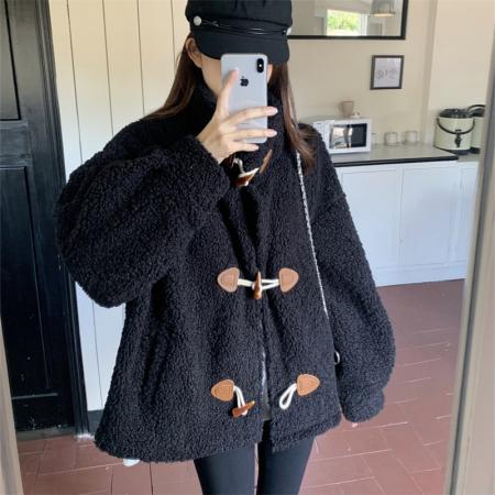 FA52621# 大码女装冬装羊羔绒ins外套宽松加厚秋冬羊羔毛秋冬大衣  服裝批發女裝批發服飾貨源