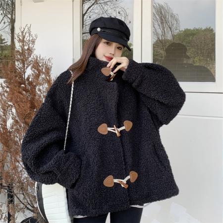 FA52621# 大码女装冬装羊羔绒ins外套宽松加厚秋冬羊羔毛秋冬大衣  服裝批發女裝批發服飾貨源