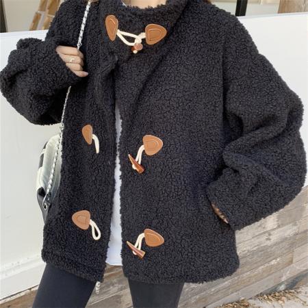 FA52621# 大码女装冬装羊羔绒ins外套宽松加厚秋冬羊羔毛秋冬大衣  服裝批發女裝批發服飾貨源