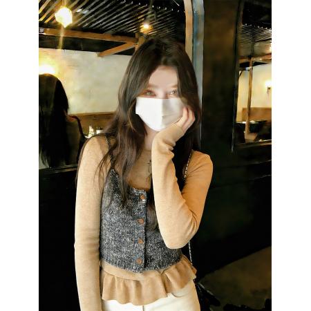 FA52626# 螺纹棉打底衫秋圆领网红新款设计感显瘦气质女  服裝批發女裝批發服飾貨源