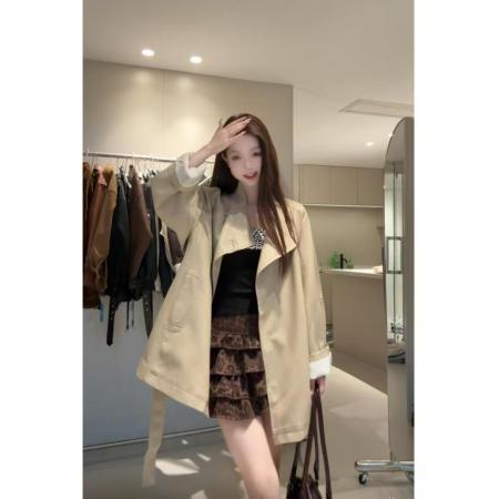 FA52631# 设计高级感炸街复古西装皮衣外套秋季系带皮衣网红上衣城市机能风  服裝批發女裝批發服飾貨源