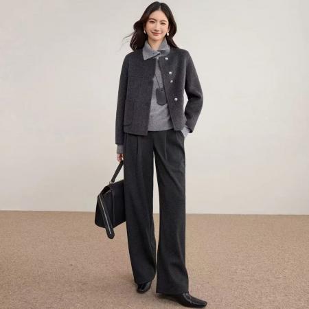 FA52633# 高级感气质毛呢大衣外套秋冬款保暖减龄厚上衣  服裝批發女裝批發服飾貨源