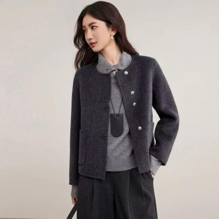 FA52633# 高级感气质毛呢大衣外套秋冬款保暖减龄厚上衣  服裝批發女裝批發服飾貨源