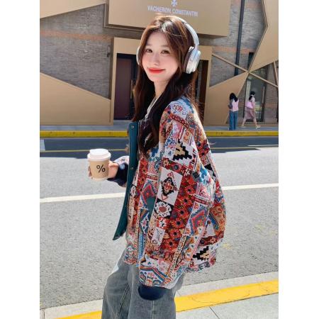 FA52636# 复古刺绣拼接棒球服短外套女秋季流行超火减龄巨好看宽松夹克  服裝批發女裝批發服飾貨源