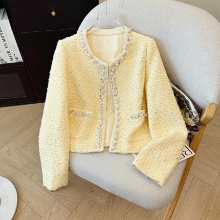 FA52645# 秋冬轻奢高级感富家千金风名媛气质流行重工钉钻小香风短外套  服裝批發女裝批發服飾貨源