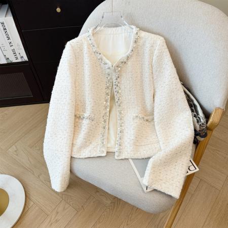 FA52645# 秋冬轻奢高级感富家千金风名媛气质流行重工钉钻小香风短外套  服裝批發女裝批發服飾貨源