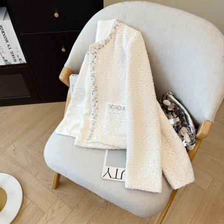 FA52645# 秋冬轻奢高级感富家千金风名媛气质流行重工钉钻小香风短外套  服裝批發女裝批發服飾貨源