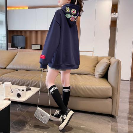 FA52655# 纯棉华棉复合春秋新款连帽卫衣  服裝批發女裝批發服飾貨源