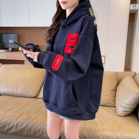 FA52655# 纯棉华棉复合春秋新款连帽卫衣  服裝批發女裝批發服飾貨源