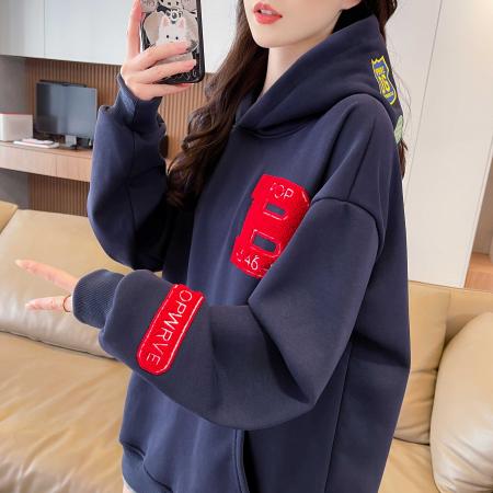 FA52655# 纯棉华棉复合春秋新款连帽卫衣  服裝批發女裝批發服飾貨源