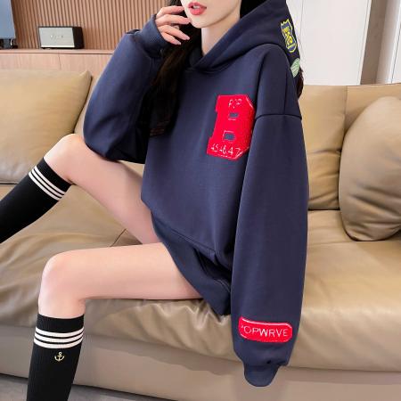 FA52655# 纯棉华棉复合春秋新款连帽卫衣  服裝批發女裝批發服飾貨源