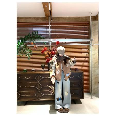 FA52658# 牛仔腊肠kitty头刺绣春款不加绒牛仔裤女秋冬宽松直筒显瘦长裤  服裝批發女裝批發服飾貨源