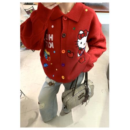 FA52658# 牛仔腊肠kitty头刺绣春款不加绒牛仔裤女秋冬宽松直筒显瘦长裤  服裝批發女裝批發服飾貨源