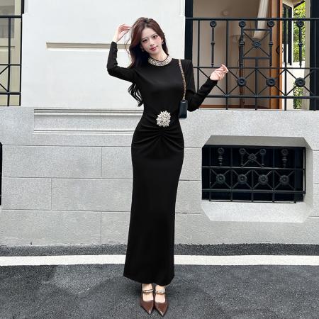 FA52674# 视频秋季时尚网红长裙包臀连衣裙  服裝批發女裝批發服飾貨源