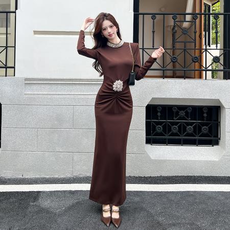 FA52674# 视频秋季时尚网红长裙包臀连衣裙  服裝批發女裝批發服飾貨源